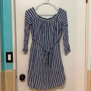 Women’s Off-The-Shoulder, Belted Maternity Dress